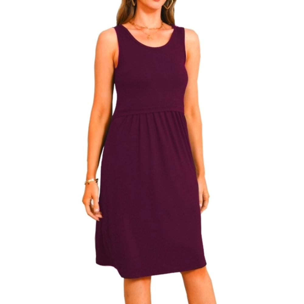 Bearsland Maternity Pregnancy Nursing Dress with Pockets Violet Red Size Medium